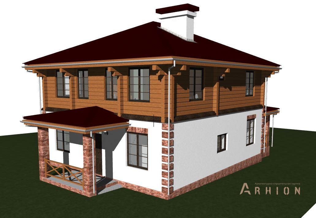 3. Проект двухэтажного дома в современном стиле с четырехскатной, hm-1247, площадью - 151 кв c терассой
